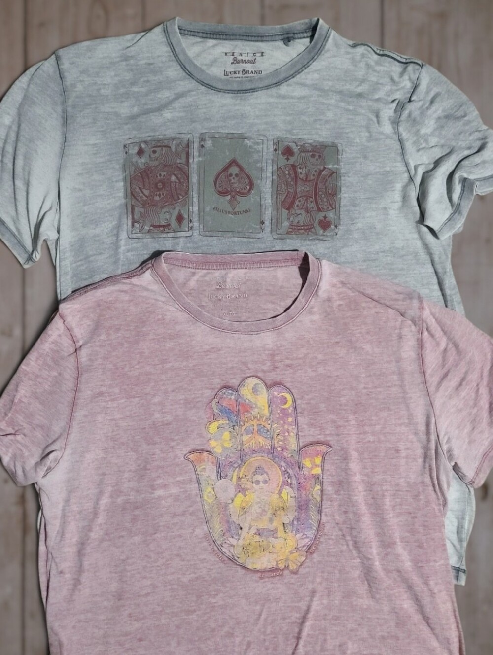 🖤 2-pack lot size XL lucky brand graphic burnout tees Y2K distressed